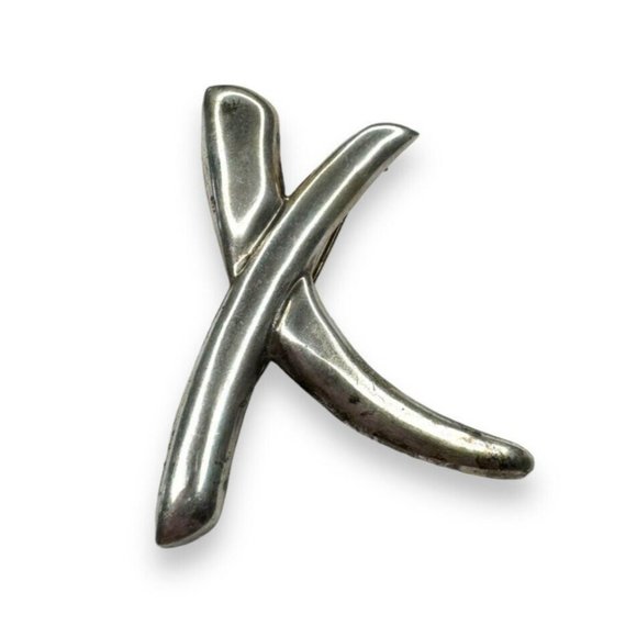 Mexico 925 Sterling Silver Abstract X Brooch Pendant TS-J1 12.12g 2 1/4 x 1 3/4" - Picture 1 of 7